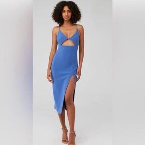 bec + bridge midi Blue Dress with Cut-Out